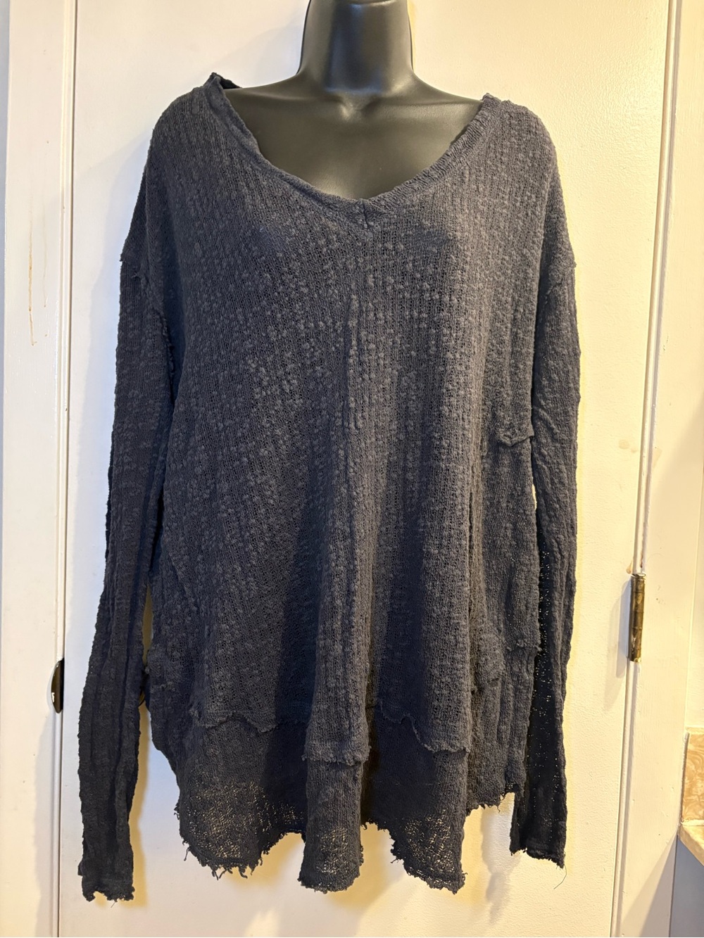 WE THE FREE PEOPLE Laguna Thermal Waffle Knit Oversized Top Size L
